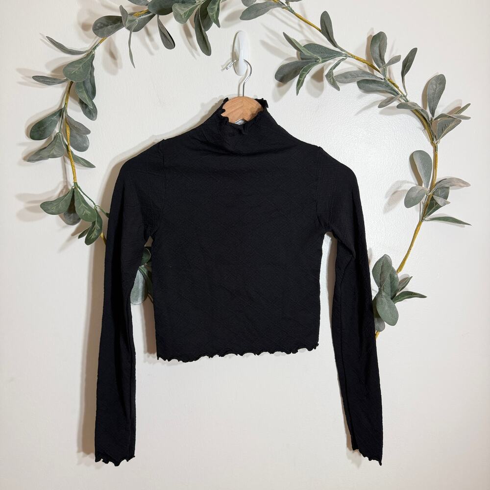 Altar'd State Black Mock Neck Fitted Long Sleeve